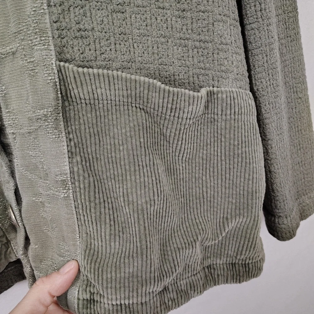Mark & Mazie Green‎ Shacket Womens M Velvet Corduroy Lagenlook Woodland Fairy
